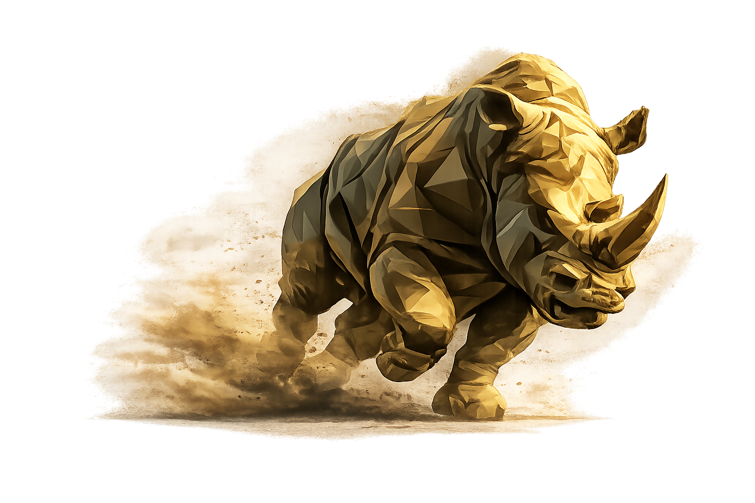 Golden rhino running forward